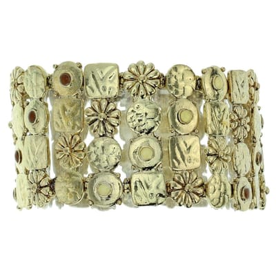 Behave - Goudkleurige rekarmband met bloemen - Boho zomerstijl
