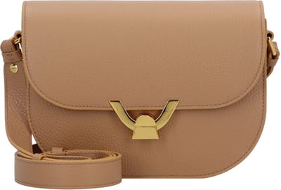 COCCINELLE Leren Schoudertas Dew Crossbody Grained Leather Skin Lichtbruin