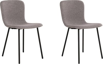 QUVIO Grijze eetkamerstoelen Logan - Eetkamerstoel - Eetstoel grijs - Eetkamer stoelen - Polyester - Staal - Lichtgrijs - Set van 2