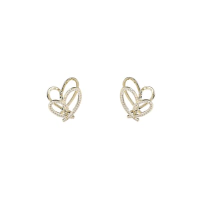 Go Dutch Label Oorhangers Crystal Heart Hoop Goud