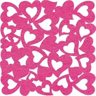 Hartjes vilt onderzetters - Fuchsia - 6 stuks - 10 x 10 cm - Tafeldecoratie - Glas onderzetter - Valentijn - Cadeau - Woondecoratie - Tafelbescherming - Onderzetters Voor Glazen - Keukenbenodigdheden - Woonaccessoires - Tafelaccessoires
