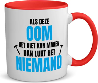 Akyol - als oom het niet kan koffiemok - theemok - rood - Oom - een oom - verjaardagscadeau - cadeau voor oom - cadeau - kado - 350 ML inhoud