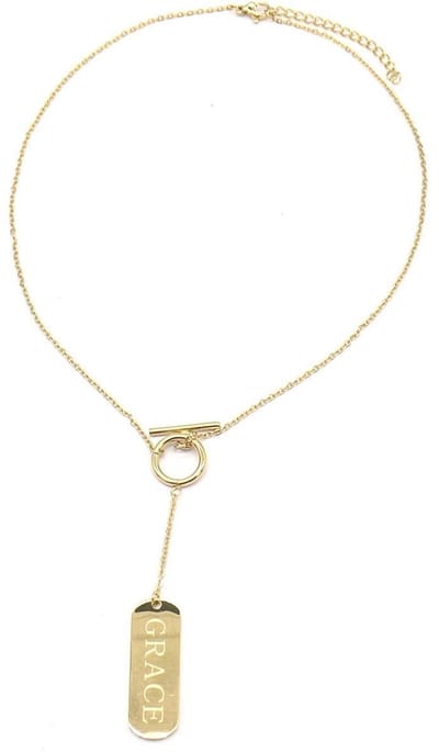 Christelijke goudkleurige ketting met GRACE bedel – christelijk sieraad - cadeau - Jezus - God - kado - geloof – christelijke halsketting