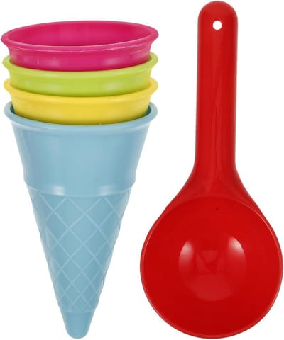 Strandset Kinderen - Zandspeelgoed Ijsschepjes - Buiten Spelen - 5 Delige Set - 11 cm Lengte - Diverse Kleuren