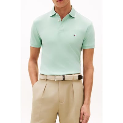 Tommy Hilfiger Liquid Cotton Tipped Polo Crushed Mint Größe: S | Poloshirts Outlet | Herren | Cyan