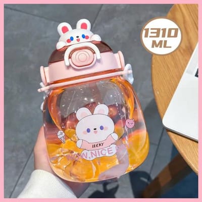 Tasse d'ours mignon Différents modes de 800 ml à 1400 ml Gobelet avec paille Bouteille d'eau Kawaii pour fille Bouilloire d'extérieur 1000ml to 1400ml