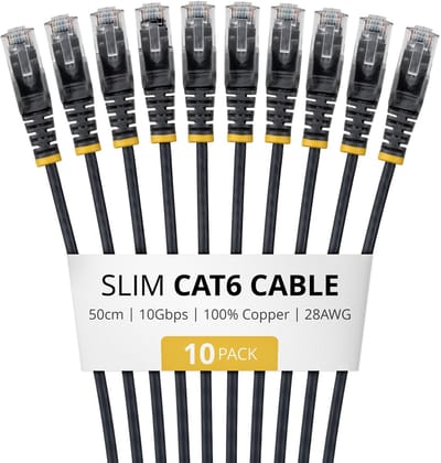 StarTech.com N6PAT50CMBKS10PK netwerkkabel Zwart 0,5 m Cat6 U/UTP (UTP)