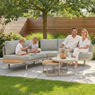 Loungeset Sardinia Rond Warm Wit Hout