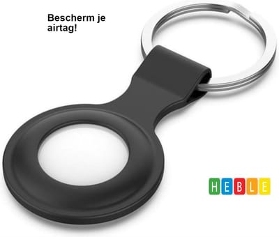 Heble® Premium Airtag Siliconen Sleutelhanger \ Geschikt voor Apple Air tag \ Hoesje - Zwart