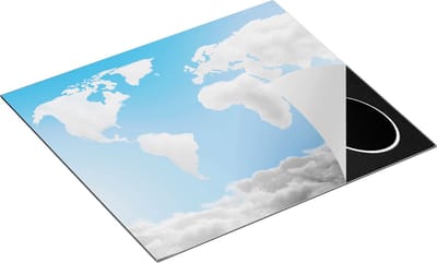 Chefcare Inductie Beschermer Wereldkaart Gemaakt van Wolken - 60x50 cm - Afdekplaat Inductie - Kookplaat Beschermer - Inductie Mat