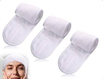 Cosmetische haarbanden set van 3, ideaal voor SPA, douche, gezichtswas en make-up, perfect voor dagelijks gebruik en reizen, kleur wit