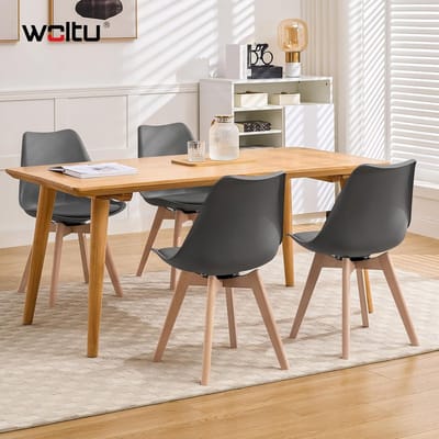 Moderne 360° Draaibare Eetkamerstoelen Set van 2 - Comfortabele Keukenstoelen van Massief Hout & Premium Kunstleer, Ergonomisch Design, Afmetingen 48 x 83 x 58,5 cm, Draagvermogen tot 120 kg