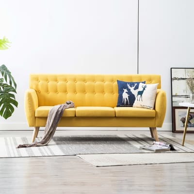vidaXL - Driezitsbank - 172x70x82 - cm - stof - geel