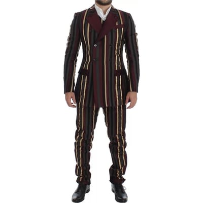 Veelkleurige Gestreepte Suit Dubbeldoorgeknoopte Blazer