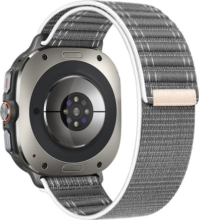 By Qubix - Compatible Samsung bandje - Nylon Wave band - Grijs - Geschikt voor Samsung Galaxy Watch Ultra / Ultra 2 - 47mm