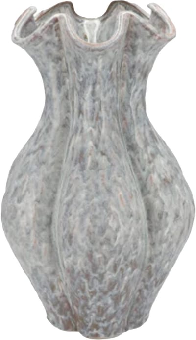 DK Design Bloemenvaas Inga Driss - grijs - 15 x 20 cm - unieke glazuurlook