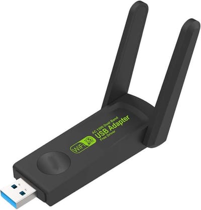 Provium USB WiFI Adapter - 1300Mbps Dongle - 2,4Ghz en 5Ghz Wifi Antenne - USB 3.0 - 2 antennes - voor Windows en MacOS - Draadloze verbinding - zwart