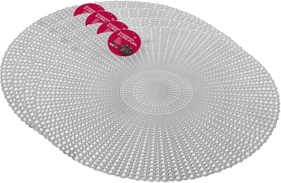 Gerimport Ronde tafel dinner placemats - 4x stuks - zilver - kunststof - Dia 40 cm - Kerst