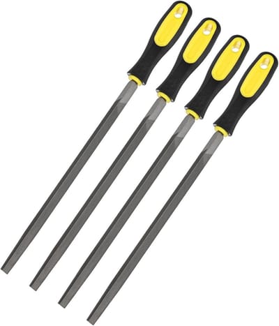 Set van 4 Driehoekige Metaalvijlen 25,5 cm - Koolstofstaal - Voor Hout, Metaal, Glas en Tegels