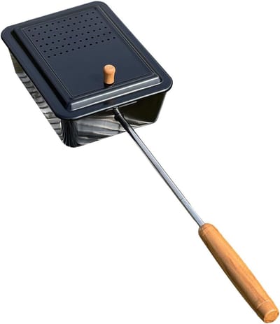 Popcorn Pan - Kleine Machine - Buiten Koken - Antiaanbaklaag Houten Handvat - 25 cm - Zwart
