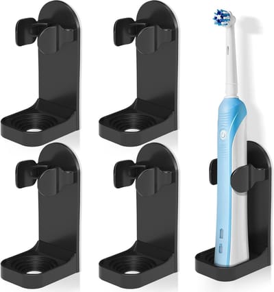 4 Stuks Elektrische Tandenborstel Houder - Tandenborstelhouder - Elektrische Tandenborstelhouder - Electric Toothbrush Wall Holder - Wandmontage Elektrische Tandenborstelstandaard Organizer - voor de Badkamer（Zwart）