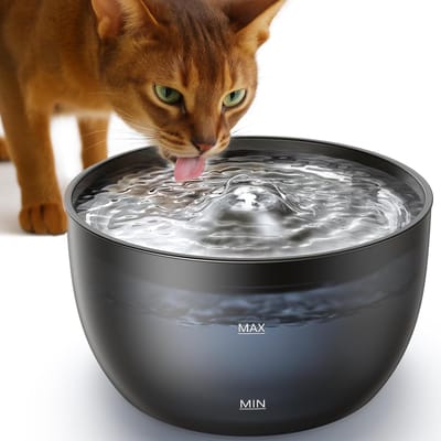 Zyrex® Drinkfontein Kat - Drinkfontein Kat Happy Things - Drinkfontein Kat Draadloos - Drinkfontein Kat Keramiek - Drinkfontein Kat Zonder Filter - Zwart - 23cm x 23cm x 13cm