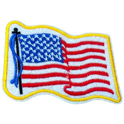 USA Vlag Strijk Embleem Patch 9.4 cm / 6.3 cm / Blauw Rood Wit Geel