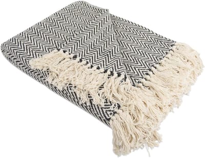Woondeken Katoen - Plaid - Gezelligheid Thuis - Handgeweven - 50x60 Inch - Zwart