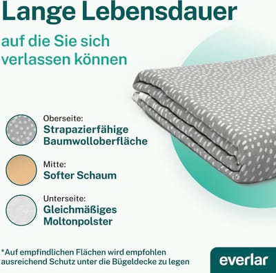 Strijkdeken 100 x 65cm - Kwaliteit Made in Germany - Comfortabel strijken thuis & onderweg - Hittebestendig - 100% katoen