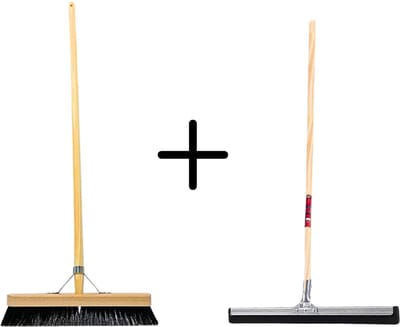 Synx Tools Paardenhaar 40cm + Vloertrekker 45cm met Steel 150cm - Kamerveger – Vloerreiniger – Moppen – Zachte binnenbezem met steel 160cm