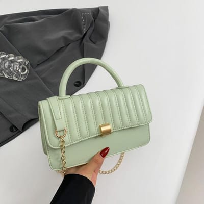 Temperament Tas Dames Tas Nieuwe Koreaanse Stijl Gestreept Klein Vierkant Tas Modieuze Ketting Enkele Schouder Eenvoudig Crossbody Kleine Vierkante Tas beige