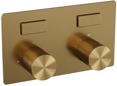 Brauer Gold Carving - 2 weg - Inbouwthermostaat - Drukknoppen - In/afbouwdelen - Goud Geborsteld PVD