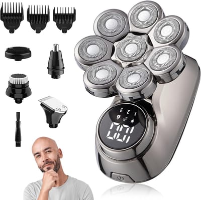 8D Elektrisch Scheerapparaat voor Heren - 5-in-1 Tondeuse met LED-display en Waterdichte Ontwerp