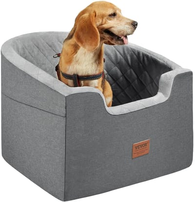 Honden autostoel - Huisdier booster - Veilig reizen - Met opbergvak - 50x56x41 cm - Donkergrijs
