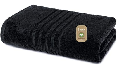 Lavea® 1 Saunahanddoek 80x200 cm van 100% biologisch katoenen badstof, zacht en absorberend, voor thuis, hotel en spa – ook ideaal als douchehanddoek – Zwart