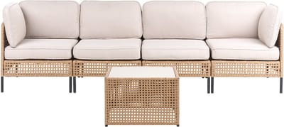 OMEGANA - Loungeset 4-zits - Lichtbeige - PE rotan