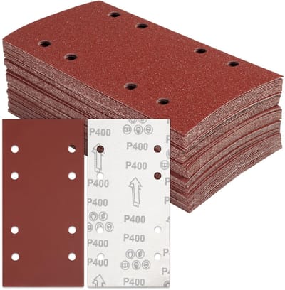 Dailygoods- Schuurpapier Set 50 Vellen - Schuurpapier 400 - Schuurpapier 93 x 230 mm - Schuurpapier met 8 Gaten - Professionele Kwaliteit - Duurzaam Materiaal - Schuurvellen