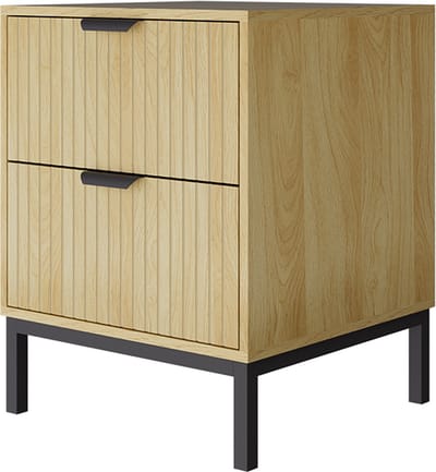 Vicco Lennox Nachtkastje – 40 x 52 cm met 2 lades Eiken