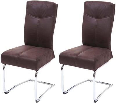 Set van 2 eetkamerstoelen MCW-G56, keukenstoel sledestoel, textiel suèdelook ~ bruin