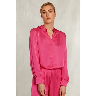 River Woods Fushia Viscose Blouse With Buttons Pink Size: 38 | Blouses Outlet | Dames | Roze