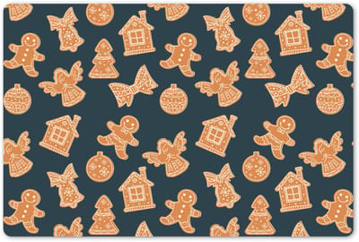 Placemats 45x30 cm - Placemat kunststof - 1 stuk - Illustratie - Koekjes - Blauw - Borden onderleggers - Decoratie voor op tafel - Keuken tafeldecoratie accessoires - Vinyl onderlegger - Tafelversiering