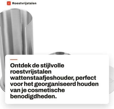 Dailygoods- Wattenstaafjeshouder Roestvrij staal - Wattenstaafjes/Wattenbolletjes - Make-uppads - Cosmetica - Organizerbox - Duurzaam en stijlvol - Opbergdoos