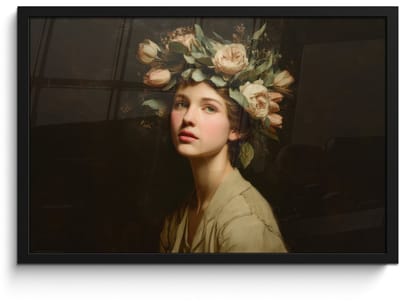 Poster in lijst - Fotolijst 60x40 cm - Posters - Bloemenstilte - Vrouw - Portret - Posterlijst zwart - Decoratie - Wanddecoratie woonkamer - Muurdecoratie slaapkamer