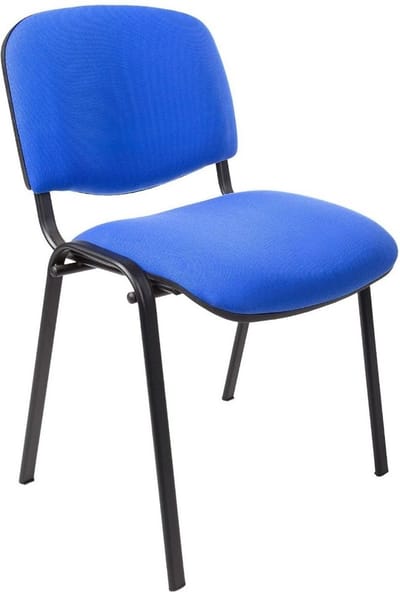 Vergaderstoel of conferentiestoel basic zwart frame zonder armleuningen helblauw stof