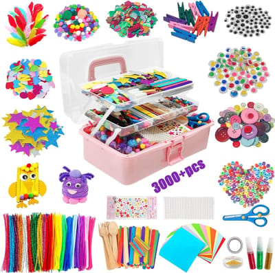 VIN® Knutselkoffer – Knutseldoos 3000+ Stukken – Tekenkoffer - Knutselpakket - Creatief Speelgoed - Knutselset - Knutselbox - Knutselen Meisjes & Jongens - Knutselen voor kinderen – Knutsel Koffer - Knutselkist