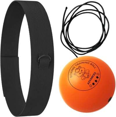 Boksbal Hoofdband - Reflex Bal - Fitness Training - Verstelbaar - 25 x 4 cm - Oranje