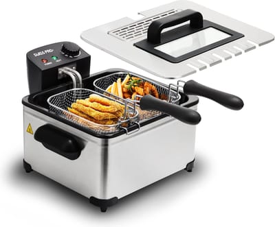 Swiss Pro+ SP-DFRY5L - Frituurpan XXL - 5 liter - Multifunctioneel - 1 Grote En 2 Kleine Friteusemanden - Friteuse - Zwitsers Kwaliteit