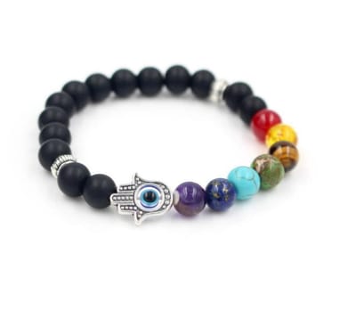 Cabantis Hamsa Hand Armband|Boze Oog|Armband Dames|Armband Heren|Armband Unisex|Bescherming|Zwart met diverse kleuren