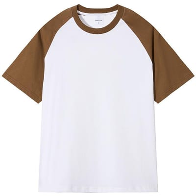 Zomer Raglan T-shirt met Korte Mouwen Echt Katoen Retro Kleurblokkering T Modemerk Heren- en Damesstijl L white