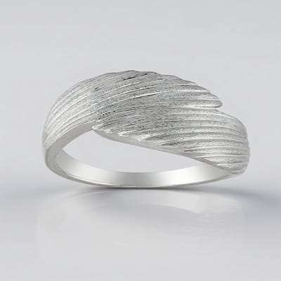 Cavill - Monosono Zilveren Ring Dames - 925 Sterling Zilver Geplatineerd - Modern Mat Design - Elegante Asymmetrische Organische Vorm - 19x19 mm